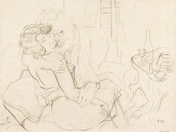 Lovers Drawing Drawing 1928 15x20 Drawing - George Grosz Lovers Drawing Drawing 1928 15x20 Drawing - George Grosz
