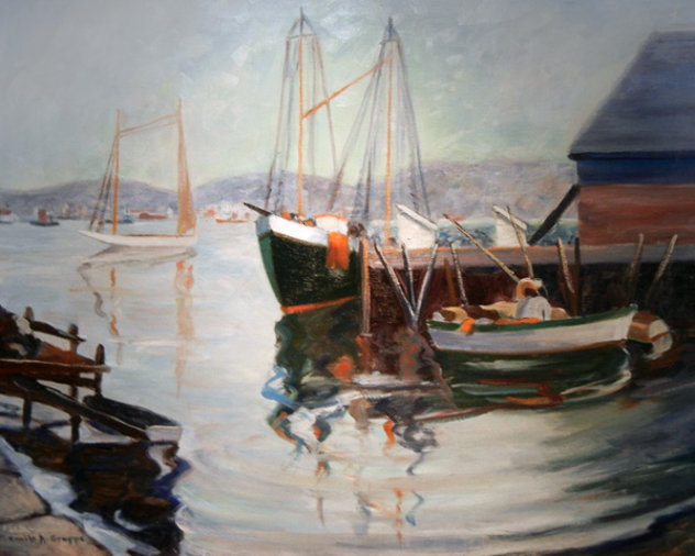 Gloucester Harbor 1966 Original Painting by Emile Albert Gruppe