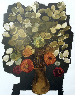 Flores Sobre Fondo Negro 1983 Limited Edition Print - Oswaldo Guayasamin Flores Sobre Fondo Negro 1983 Limited Edition Print - Oswaldo Guayasamin