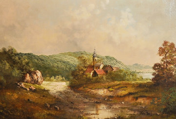 Old World Landscape 29x52 Original Painting - Eleonore Guinther Old World Landscape 29x52 Original Painting - Eleonore Guinther