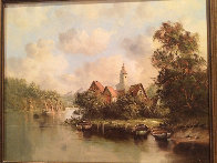 Boats Near a Lake 22x18 Original Painting by Eleonore Guinther - 1 Boats Near a Lake 22x18 Original Painting by Eleonore Guinther - 1