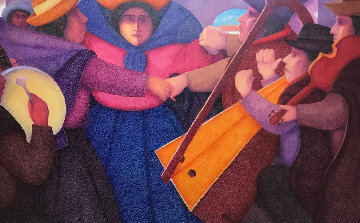 Los Musicos 37x71 Original Painting - Ernesto Gutierrez Los Musicos 37x71 Original Painting - Ernesto Gutierrez