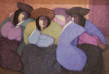 Muteres De Mi Pueblo 1986 42x62 Super Huge Original Painting - Ernesto Gutierrez Muteres De Mi Pueblo 1986 42x62 Super Huge Original Painting - Ernesto Gutierrez