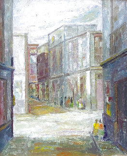 Untitled Painting (Street Scene) 1967 34x27 Super Huge Original Painting - Ernesto Gutierrez Untitled Painting (Street Scene) 1967 34x27 Super Huge Original Painting - Ernesto Gutierrez
