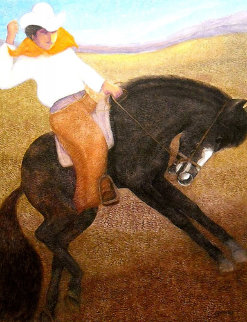 El Caballo (The Cowboy) 2010 56x46 Super Huge Original Painting - Ernesto Gutierrez El Caballo (The Cowboy) 2010 56x46 Super Huge Original Painting - Ernesto Gutierrez