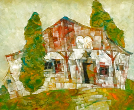 Untitled Farmhouse 20x22 Original Painting - Harry Guttman