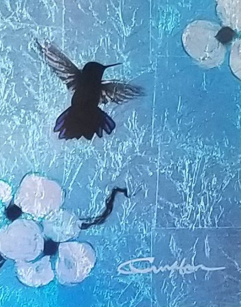 Mini Bird Series (Blue) 2013 10x8 Original Painting - Patrick Guyton