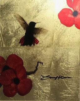 Mini Bird Series (Gold) 2013 17x15 Original Painting - Patrick Guyton Mini Bird Series (Gold) 2013 17x15 Original Painting - Patrick Guyton