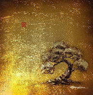 Golden Tree With Red Chop 2014 18x18 Original Painting by Patrick Guyton - 0