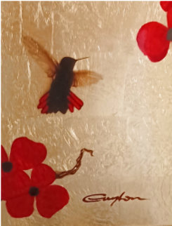 Mini Bird Series (Gold) 2013 17x16 Original Painting - Patrick Guyton Mini Bird Series (Gold) 2013 17x16 Original Painting - Patrick Guyton