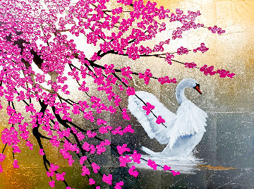 Swan with Blossom Unique 2018 23x30 Limited Edition Print - Patrick Guyton