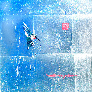Needle with Red Chop (Blue) 2016 20x20 Original Painting - Patrick Guyton Needle with Red Chop (Blue) 2016 20x20 Original Painting - Patrick Guyton