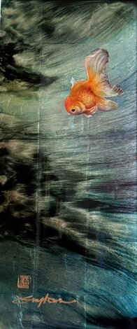 Pure Silver Fancy Gold Unique 2017 33x15 - Signed Twice Original Painting - Patrick Guyton