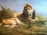 Lion and Lioness 1995 33x47 Huge Original Painting by Grant Hacking - 2 Lion and Lioness 1995 33x47 Huge Original Painting by Grant Hacking - 2