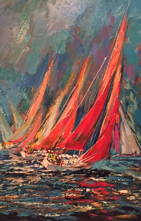 Regatta, Set of 3 Paintings 1990 26x38 Original Painting - Kerry Hallam Regatta, Set of 3 Paintings 1990 26x38 Original Painting - Kerry Hallam