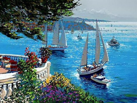 Riviera Terrace AP - France Limited Edition Print - Kerry Hallam