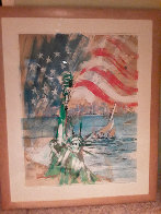 Liberty 40x33 Nautical Chart Original Painting by Kerry Hallam - 1