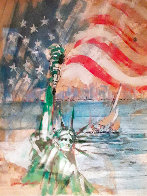 Liberty 40x33 Nautical Chart Original Painting by Kerry Hallam - 0
