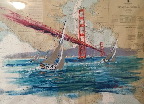 Entrance to San Francisco Bay Chart 2004 41x52 - California Original Painting - Kerry Hallam