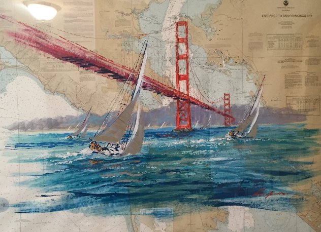 Entrance to San Francisco Bay Chart 2004 41x52 - California Original Painting by Kerry Hallam