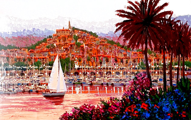 Riviera Twilight 1999 Embellished - Huge - France Limited Edition Print by Kerry Hallam