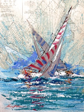 Newport Bay Nautical Chart Painting - 1990 48x38 - Huge - Newport Beach, CA Original Painting - Kerry Hallam