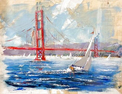 San Francisco Bay 1998 43x53 - Huge - California Original Painting - Kerry Hallam