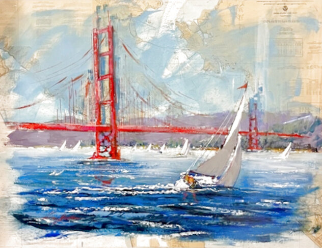 San Francisco Bay 1998 43x53 - Huge - California Original Painting by Kerry Hallam