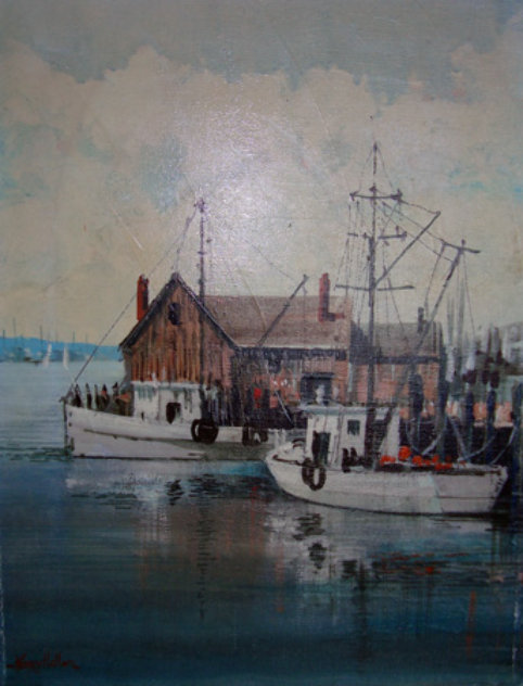 Untitled Harbor 16x12 Original Painting by Kerry Hallam