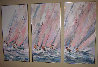 Boat Races Tryptich 1985 48x72 (Early) Original Painting by Kerry Hallam - 1