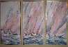 Boat Races Tryptich 1985 48x72 (Early) Original Painting by Kerry Hallam - 0