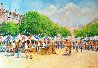 French Beach Scene 1990 16x23 Original Painting by Kerry Hallam - 0