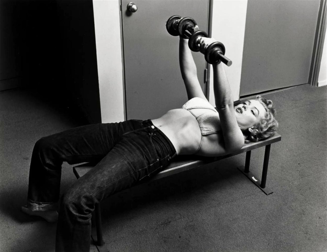 Marilyn with Barbells 1952 Photography by Philippe Halsman