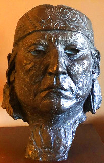 Bronze Bust of R.C. Gorman Bronze Sculpture  1980 16 in  Sculpture - Ellie Hamilton