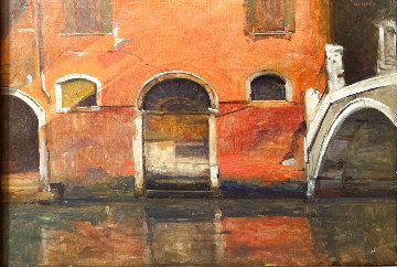 Venetian Street Scene 1963 21x24 Original Painting - Albert Handell