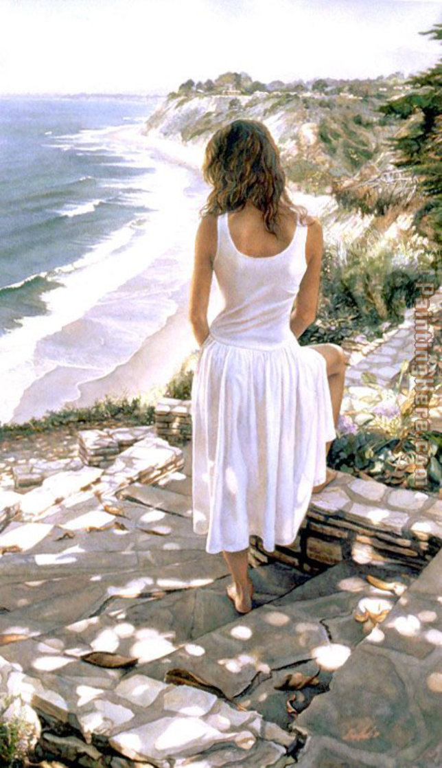 Steve Hanks portrait of woman on beach , print by Steve Hanks