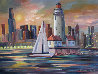 Lakefront Lighthouse Chicago 2008 22x28 Original Painting by Rebecca Hardin - 4