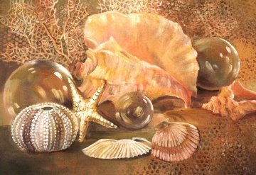 Shells and Net Floats II 2012 28x33 Original Painting - Rebecca Hardin Shells and Net Floats II 2012 28x33 Original Painting - Rebecca Hardin