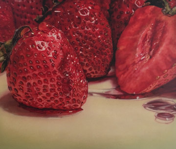 Strawberries 1979 55x64 Super Huge Original Painting - Ray Hare Strawberries 1979 55x64 Super Huge Original Painting - Ray Hare