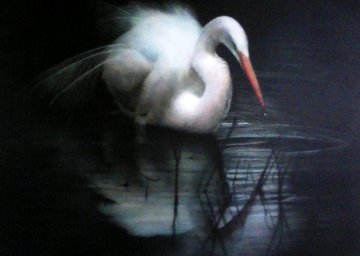 Untitled (Egret) 2003 56x80  Huge Original Painting - Ray Hare