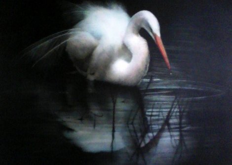 Untitled (Egret) 2003 56x80 - Huge Mural Size Original Painting - Ray Hare