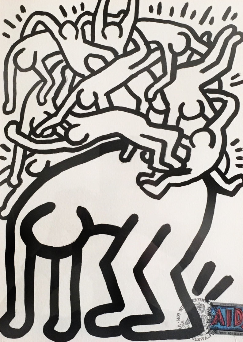 Fight Aids Worldwide 1990 Limited Edition Print by Keith Haring Fight Aids Worldwide 1990 Limited Edition Print by Keith Haring