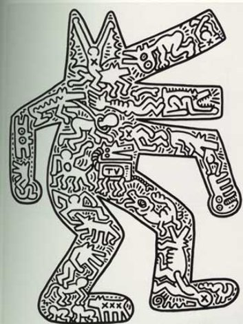 Barking Dog Wood Wall Sculpture 1986 Sculpture - Keith Haring