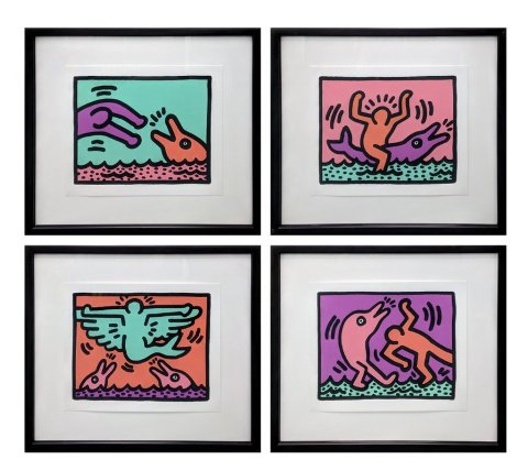 Pop Shop V Quad 1989 - Framed Set of 4 Limited Edition Print - Keith Haring
