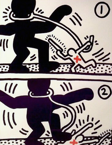Free South Africa,  Set of 3 Lithographs 1985 HS Limited Edition Print - Keith Haring