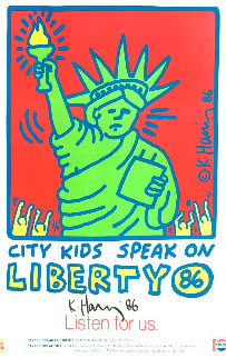 City Kids Speak on Liberty Poster 1986 HS Limited Edition Print - Keith Haring City Kids Speak on Liberty Poster 1986 HS Limited Edition Print - Keith Haring
