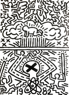 Poster For Nuclear Disarmament Poster 1982 Hand Signed - Signed Twice Limited Edition Print - Keith Haring Poster For Nuclear Disarmament Poster 1982 Hand Signed - Signed Twice Limited Edition Print - Keith Haring