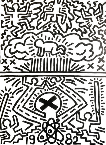 Poster For Nuclear Disarmament 1982 HS - Signed Twice Limited Edition Print - Keith Haring