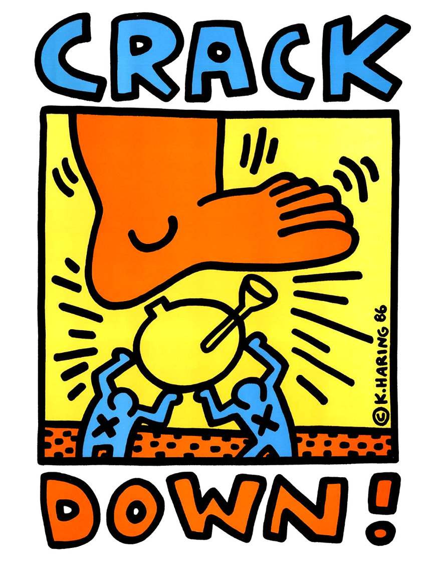 Crack Down Benefit Poster 1986 Limited Edition Print by Keith Haring Crack Down Benefit Poster 1986 Limited Edition Print by Keith Haring