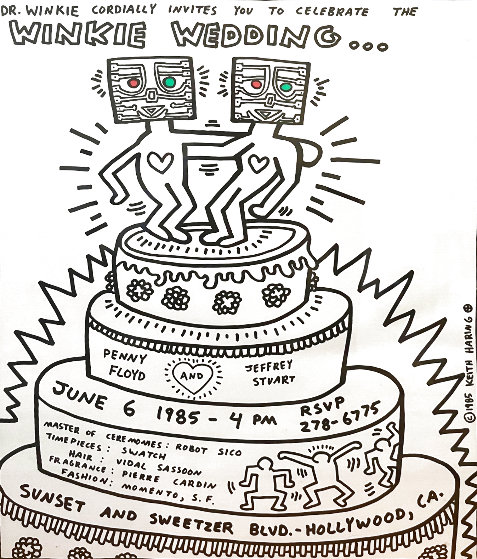 Winkie Wedding Poster 1985 Lithograph 22x18 by Keith Haring - For